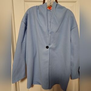 NEW Elegant Women's Blue Lightweight Coat with Hood